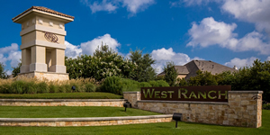 Picture of one of the enterances to the West Ranch subdivision in Friendswood, Texas.